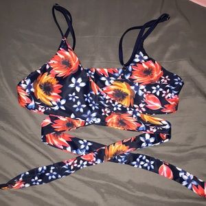 Flowered bikini top